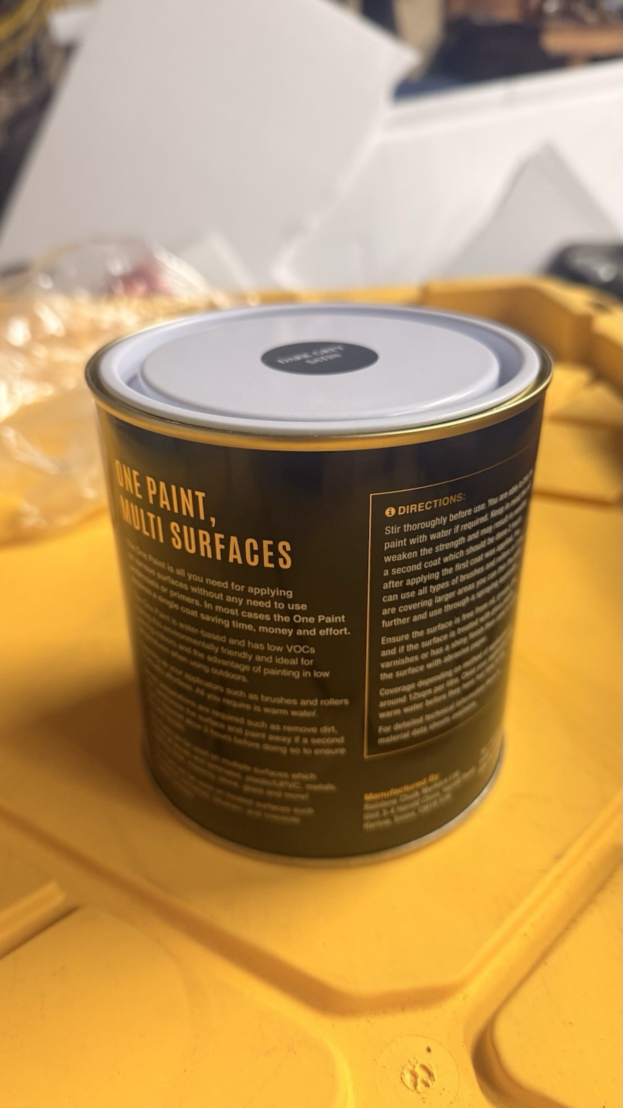 All-In-One Paint & Primer – Dark Grey Satin, 8.5 Fl Oz/250ml | 1 Coat Formula |