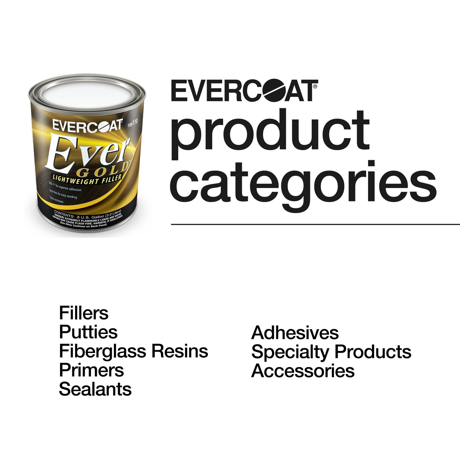 Evercoat EverGold Lightweight Filler – Easy Sanding Body Filler for Professio…