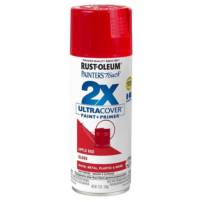 NEW CASE OF (6) RUSTOLEUM 334024 ULTRA COVER 2X GLOSS APPLE RED SPRAY PAINT