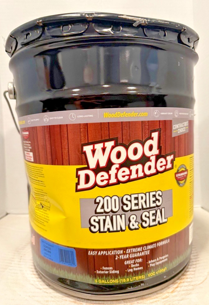 Wood Defender 200 Series Coffee Brown Transparent Stain Dented Can 5 gallon