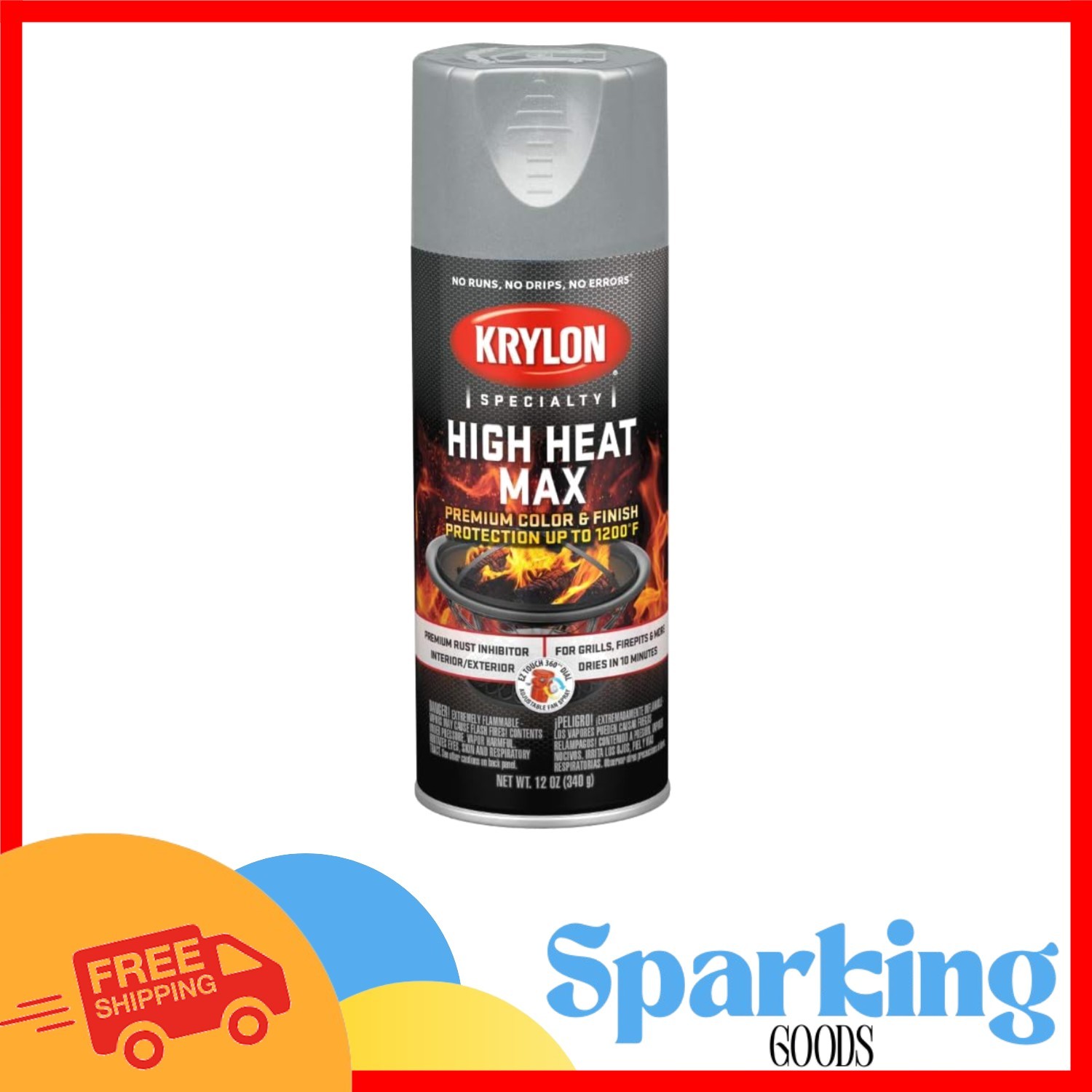 Kyron High Heat Max Aluminum Paint, 12 oz – Rust Resistant & Quick-Drying