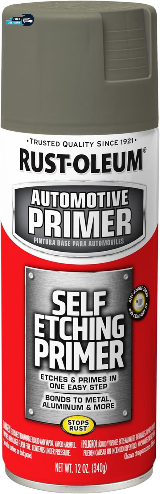 Rust-Oleum 249322 Automotive Self Etching Primer Spray, 12 oz, Matte Dark Green