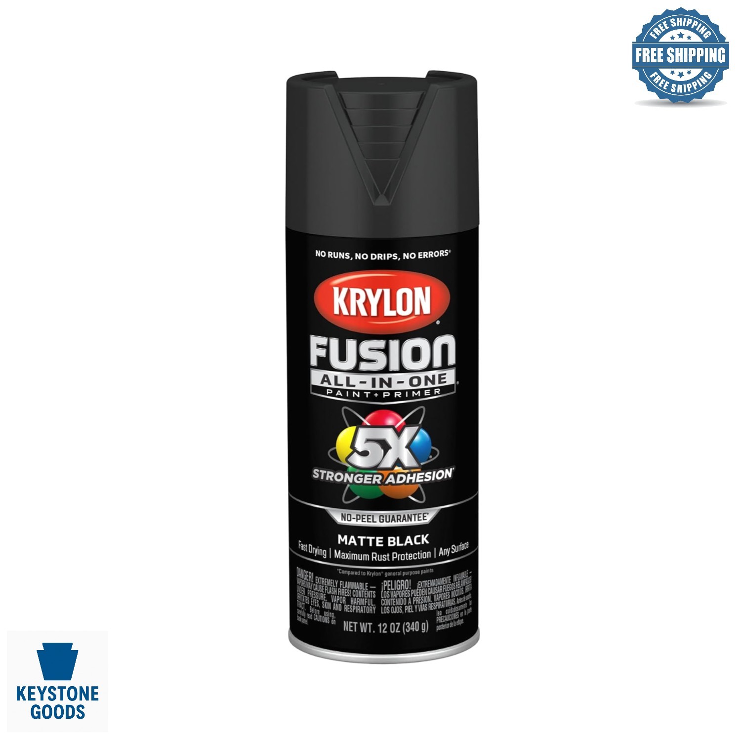 Fusion All-In-One Rust Resistant Black Spray Paint, 12 oz