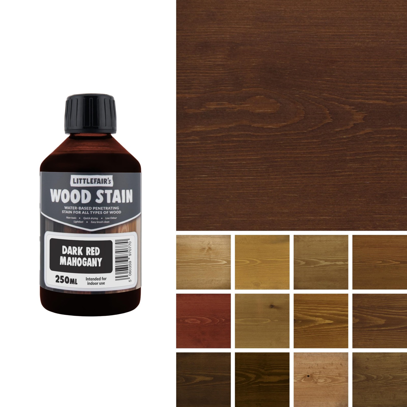 Wood Stain Water Based – 8.5oz/250ml – Indoor Furniture Stain Light & Dark Fi…