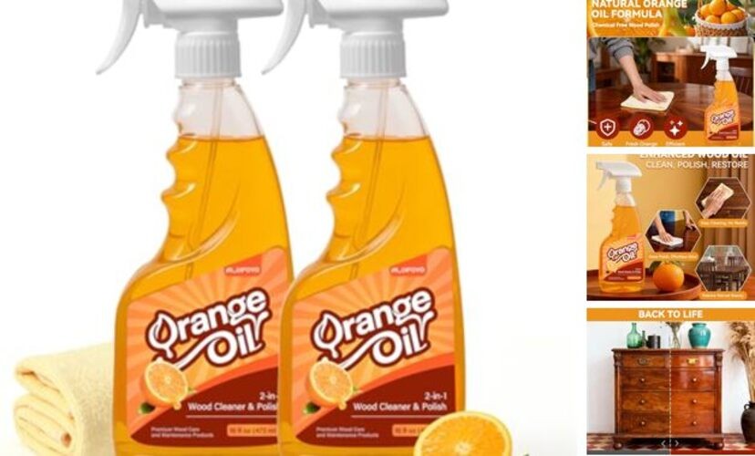 -in-1 Furniture Polish Wood Cleaner -Pack Natural Orange Oil Spray Protect 2
