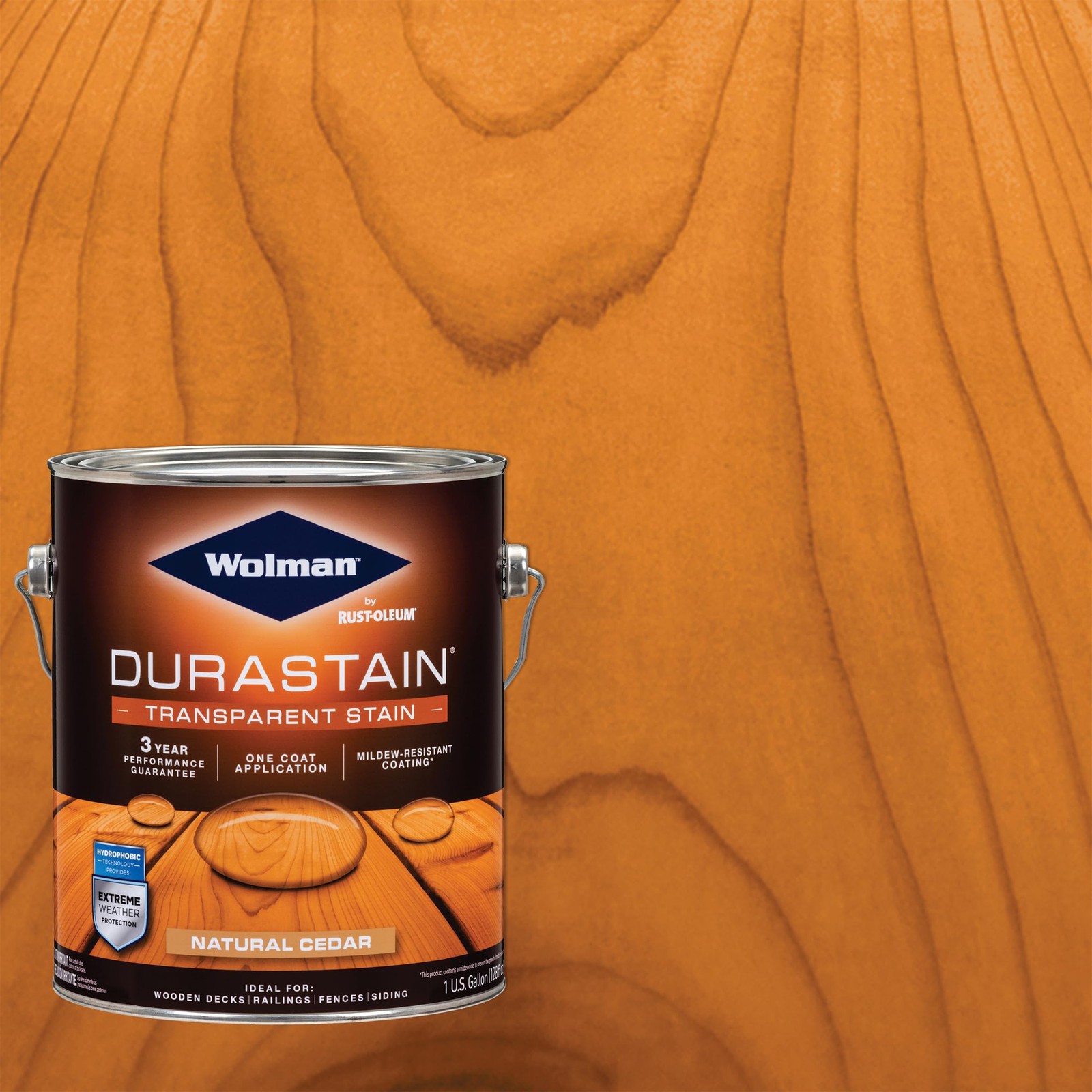 Wolman 288337 DuraStain Water-Based Transparent Exterior Wood Stain, Gallon, Nat