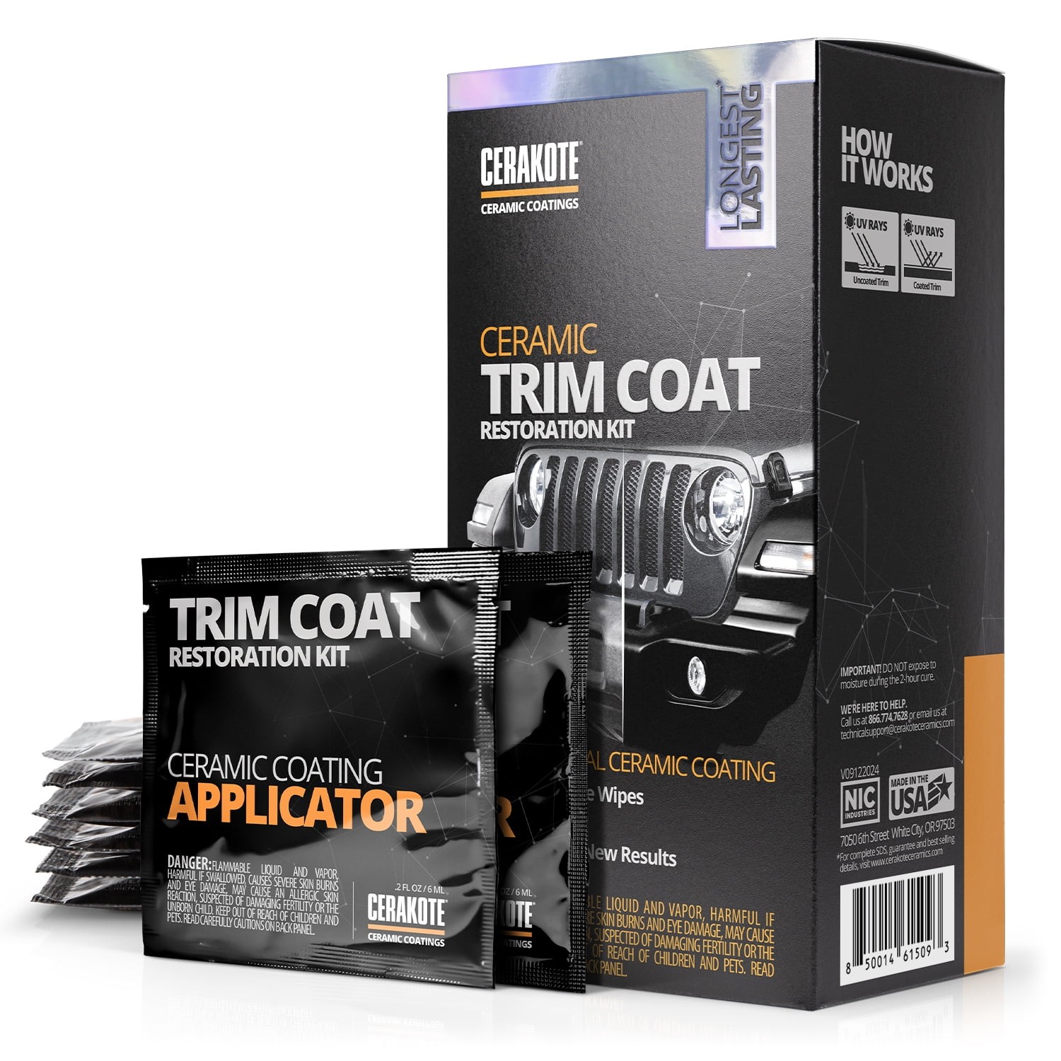 Ceramic Trim Coat, Plastic Trim Restorer for Cars – Maximum Strength – 8 Pack