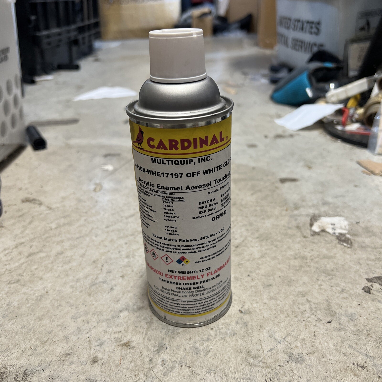 A – 4108 – WHE17197 Off White Gloss Acrylic Enamel Aerosol Touch-Up Spray Paint