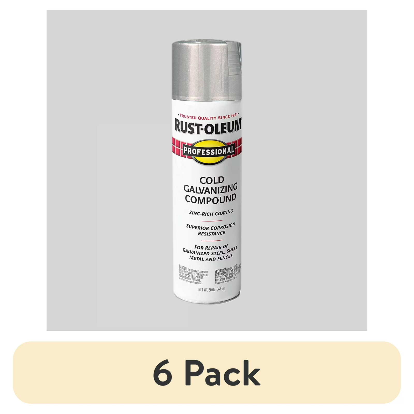 (6 Pack) Cold Gray, Rust-Oleum Professional Galvanizing Compound Spray, 20 oz