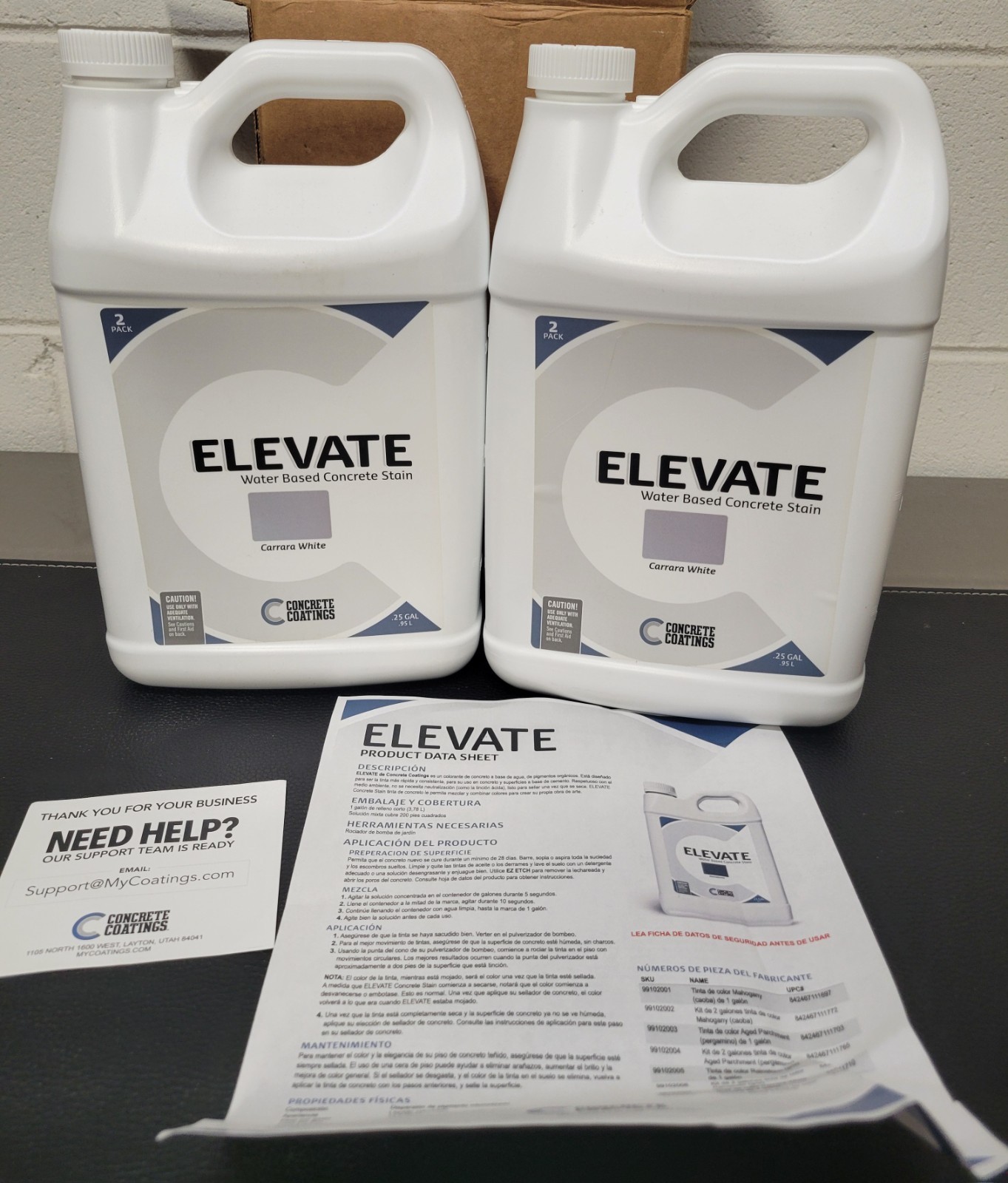Elevate Water-Based Concrete Stain, Carrara White, Organic, Makes 2 Gallons