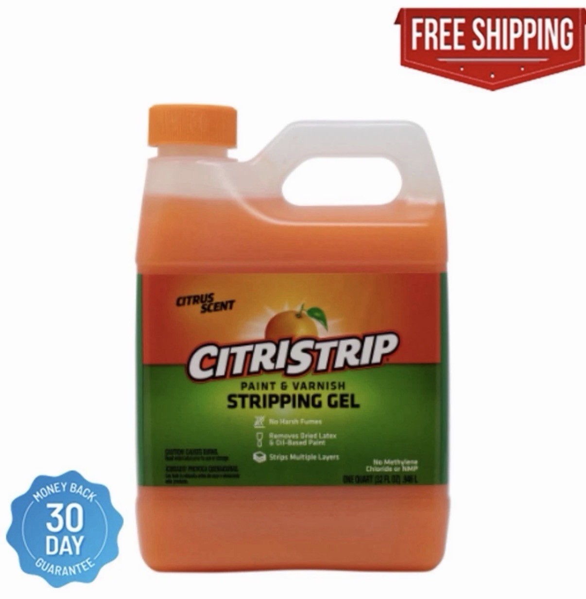 CitriStrup Paint & Varnish Stripping Gel, Citrus Scent, No Harsh Fumes, 1 Quart