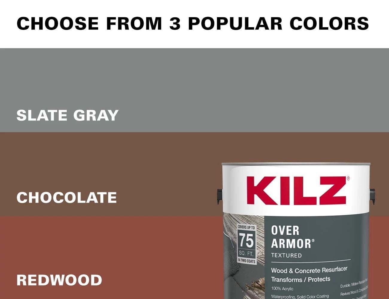 Over Armor Wood & Concrete Solid Coating Resurfacer Exterior Smooth Waterproof