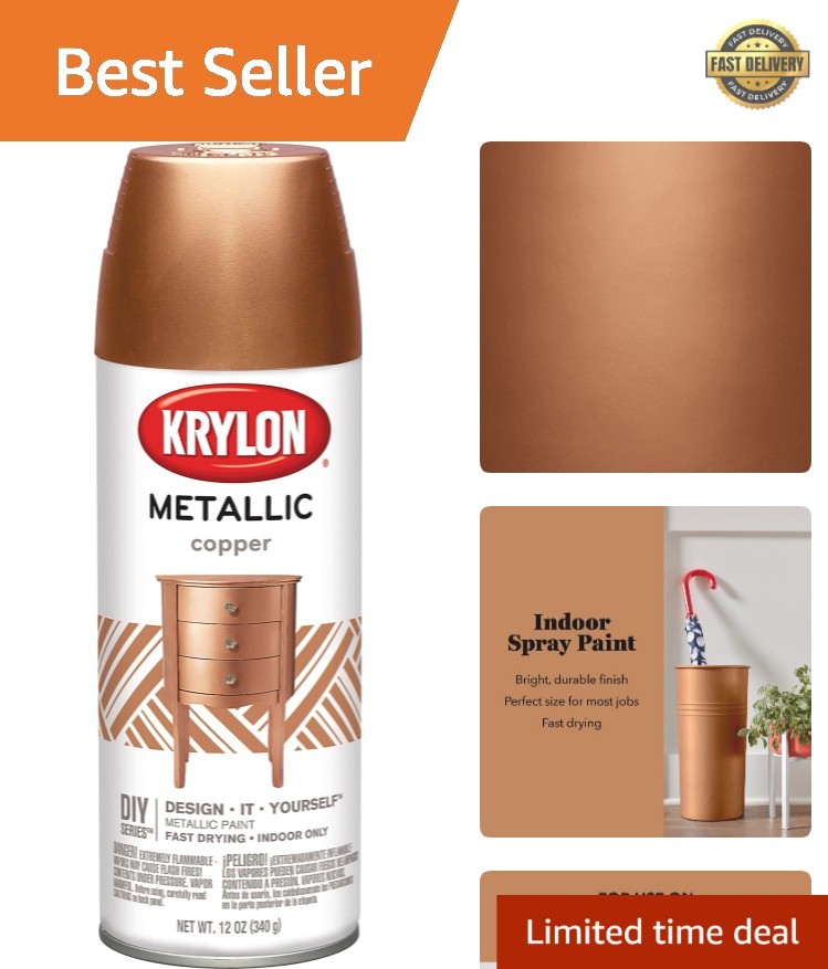 K02203 General Purpose, 12 Ounces BRILLIANT SPRAY PAINT METALLIC COPPER