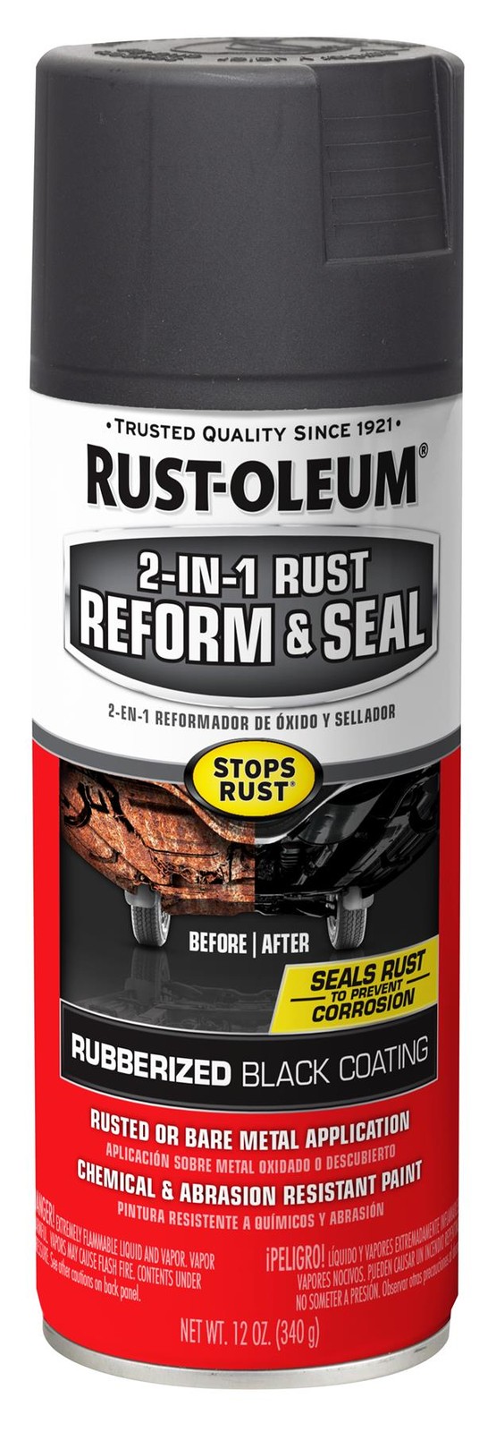 Rust-Oleum Automotive 2-In-1 Rust Reform & Seal Spray, Flat Black 12 Oz – 344713
