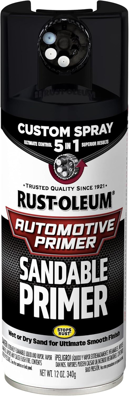 Automotive Sandable Primer Custom Spray 5-In-1, 12 Oz, Black