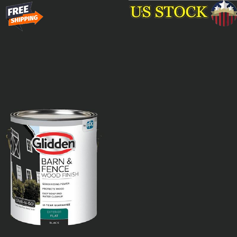 Black Flat Exterior Paint 1 Gallon Wood Metal Concrete Fence Barn Coverage New