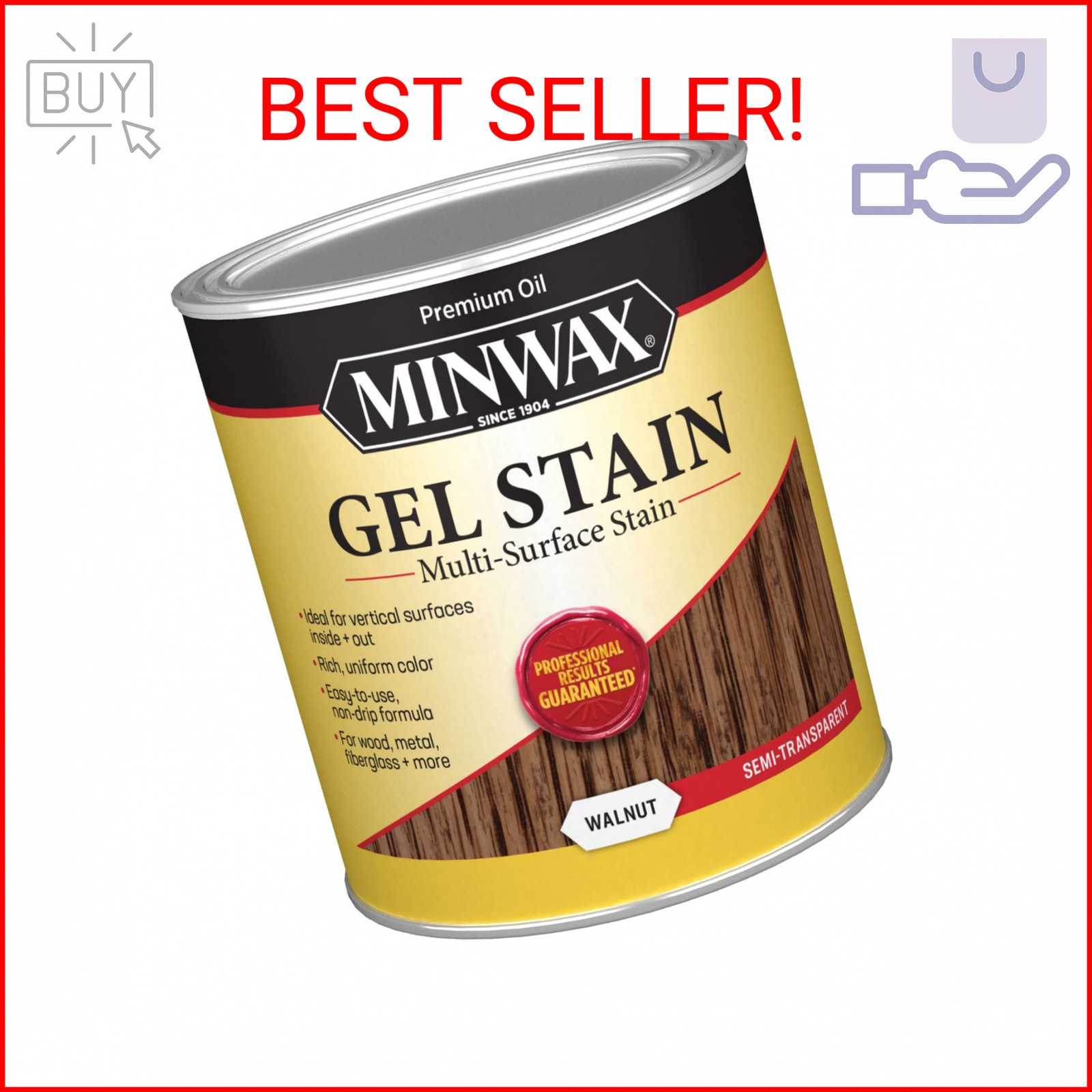 Minwax 66060000 Gel Stain, Walnut, 1 Quart