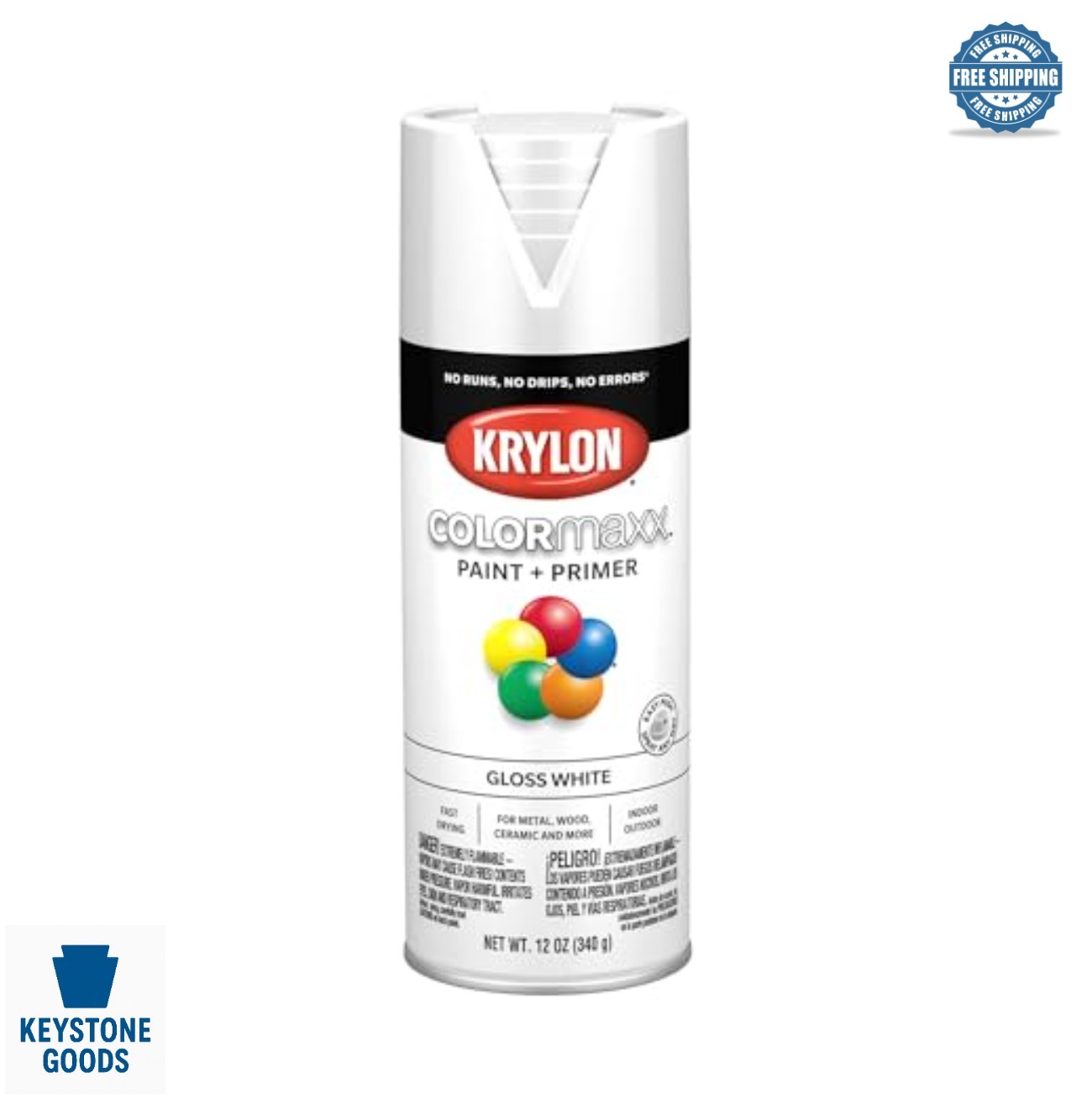 Gloss White Spray Paint 12 oz Acrylic Aerosol Can Indoor Outdoor Use Wood Metal