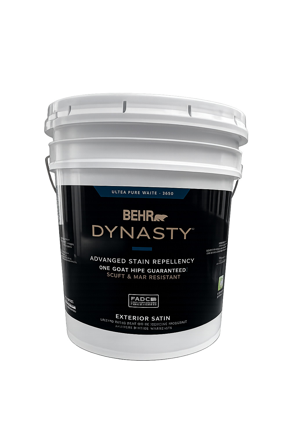 BEHR DYNASTY 5 Gal Ultra Pure White Satin Exterior Paint & Primer 965005 New