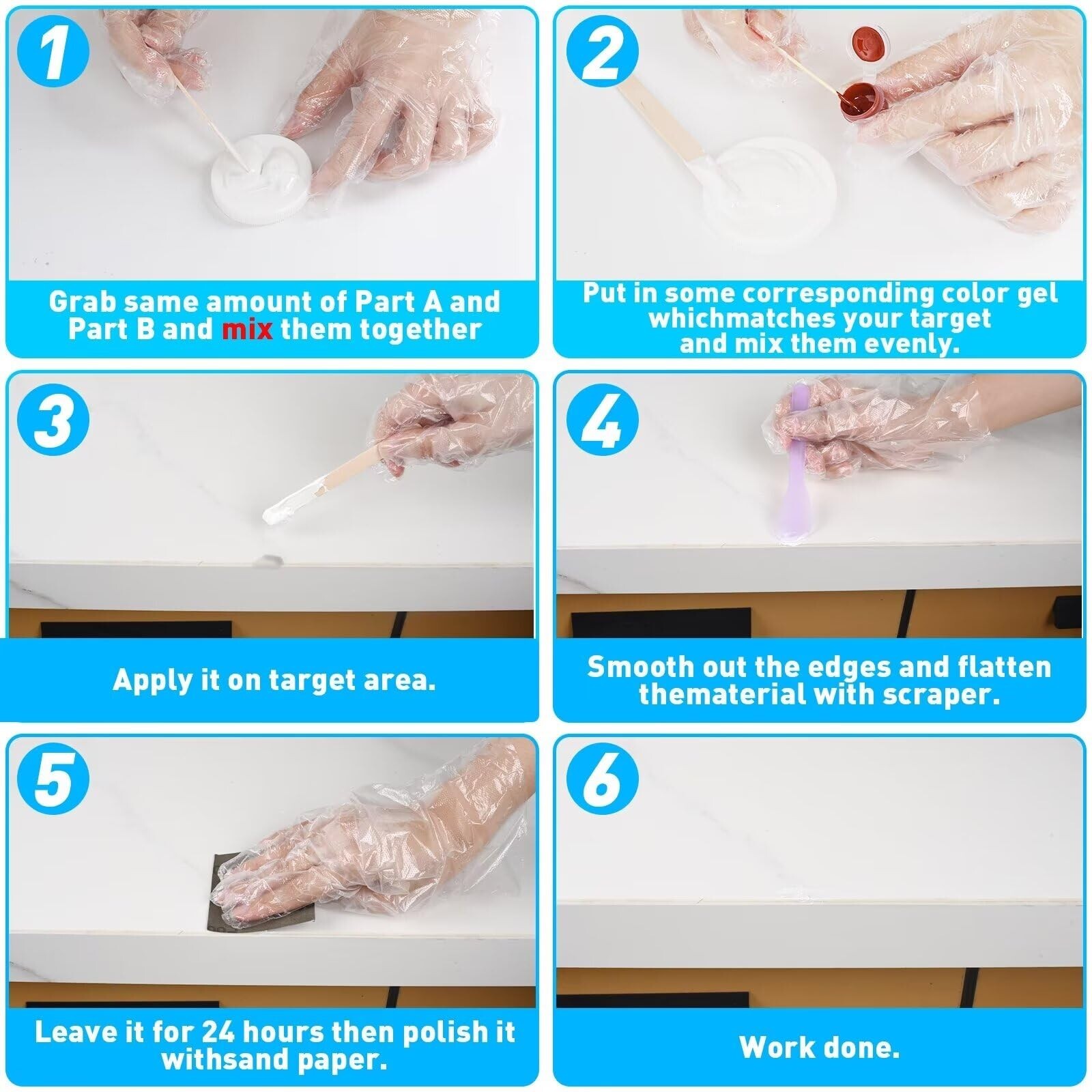 Tile & Fiberglass Quartz Countertop Repair Kit, Granite & Tub Repair Kit, 4 OZ P