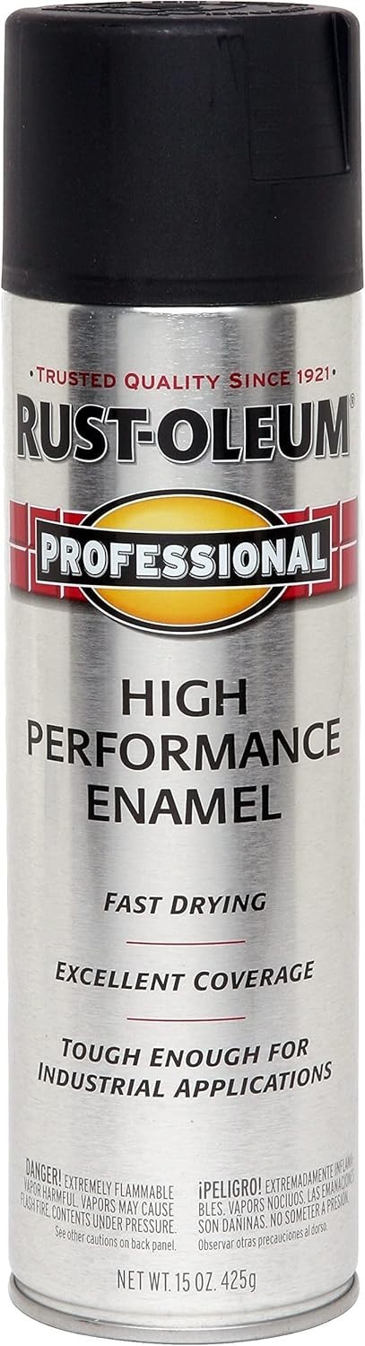 Rust-Oleum 239107 High Performance Enamel Spray Paint, 15 oz, Semi-Gloss Black