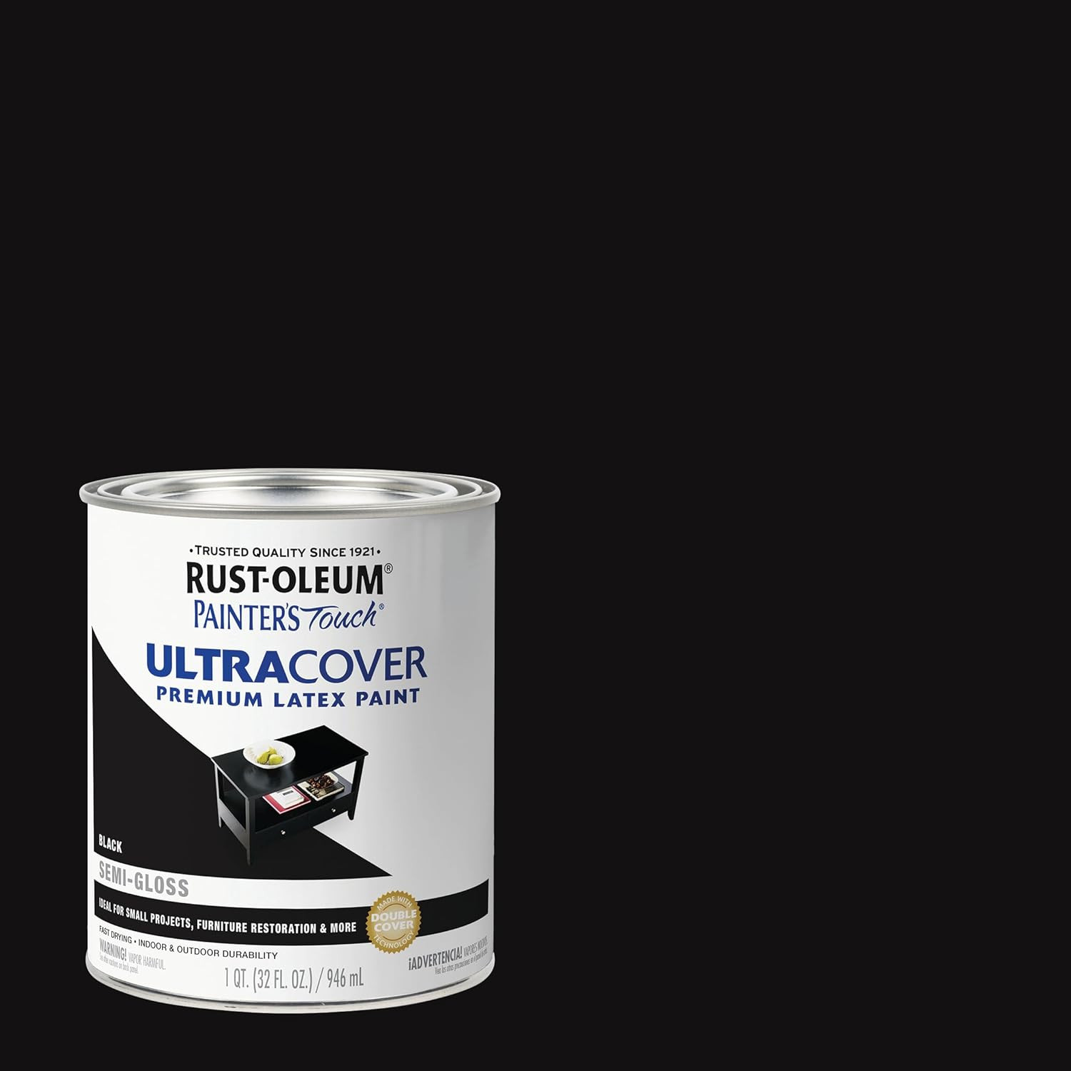 1974502 Painter’S Touch Latex Paint, Quart, Semi-Gloss Black 32 Fl Oz (Pack of 1