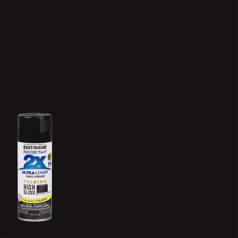 Rust-Oleum Painter’s Touch 2X Cover High-Gloss BLACK Spray Paint 12oz