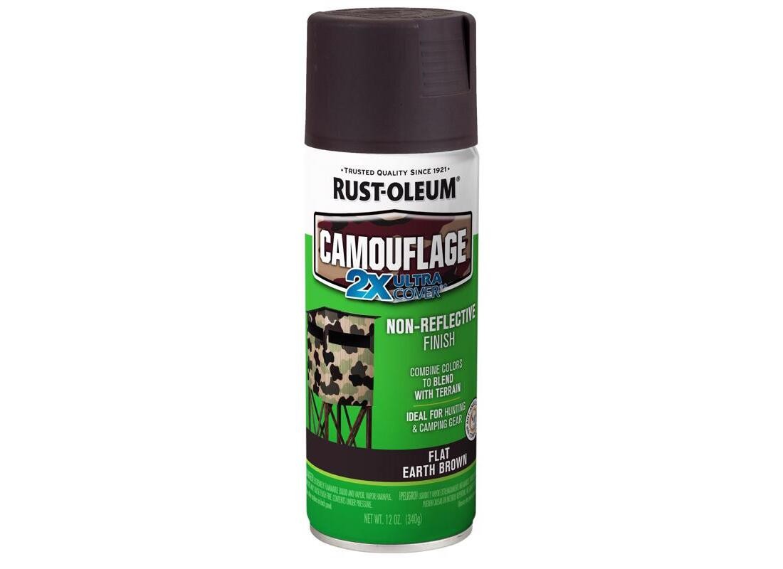 Camouflage Spray Paint, Ultra Flat, Earth Brown, 12 oz, Aerosol Can