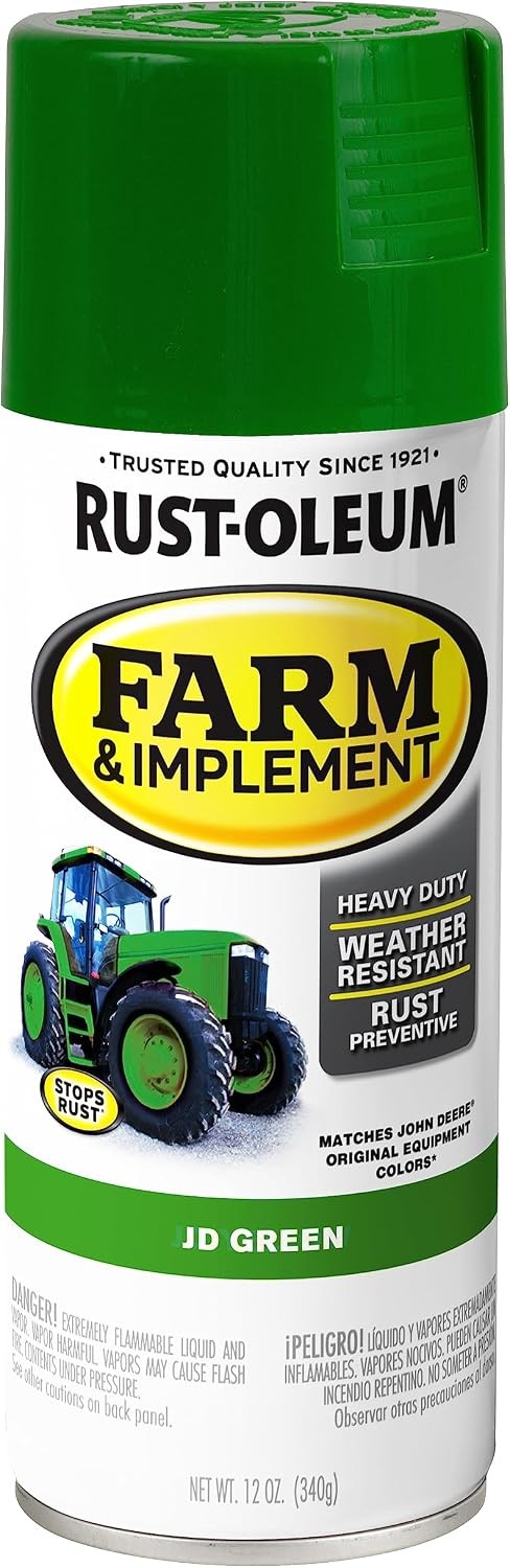 Rust-Oleum 280124 Farm & Implement Spray Paint, 12 Oz, JD Green