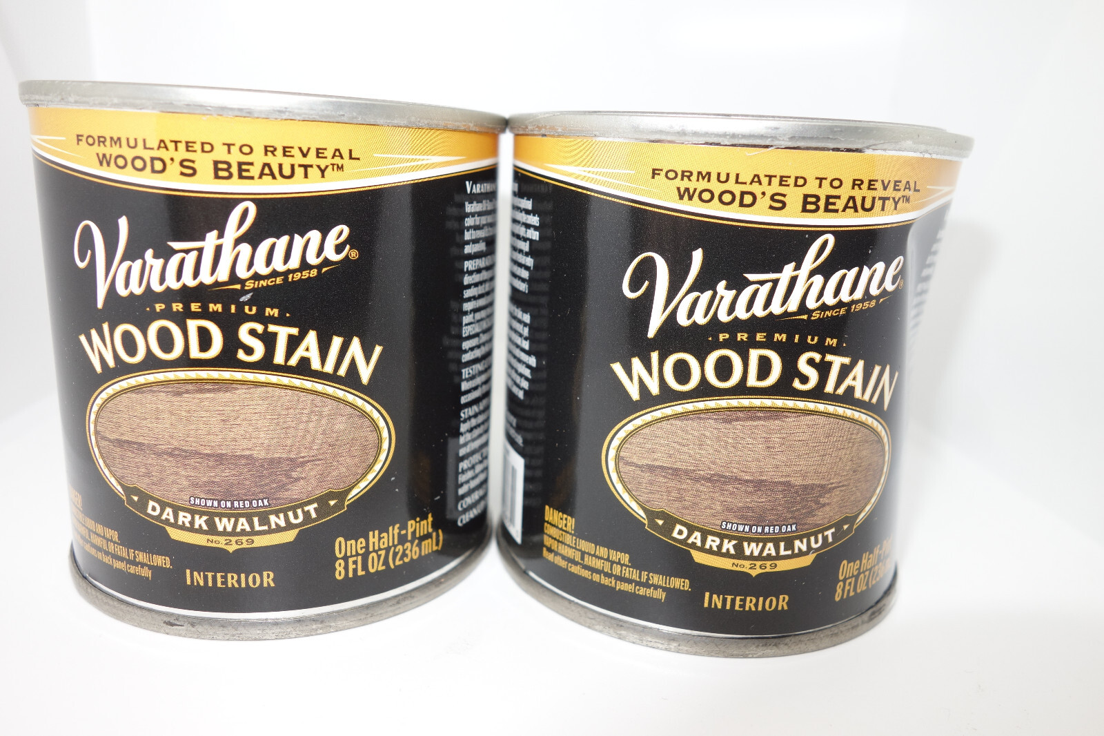 2 Pack Varathane 211807 Dark Walnut Wood Stain 1/2 pt Half Pint Each New