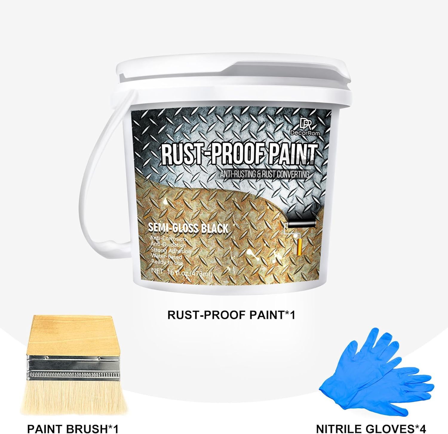 Rust Converter Paint – 16Oz Water-Based Rust Reformer & Metal Primer, Semi-Gloss