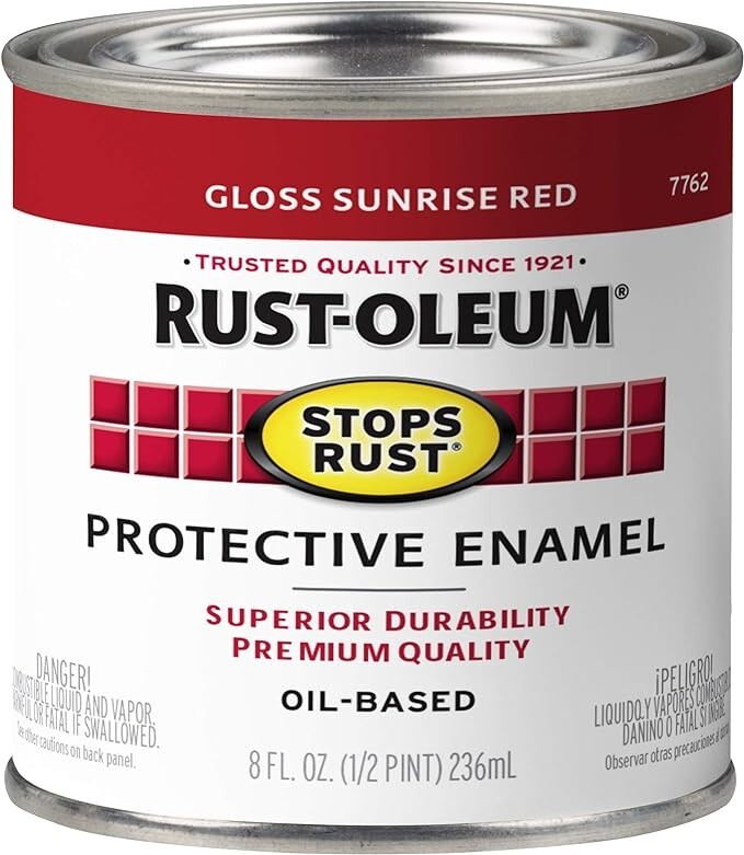 Rust-Oleum 7762730 Stops Rust Brush On Paint, Half Pint, Gloss Sunrise Red