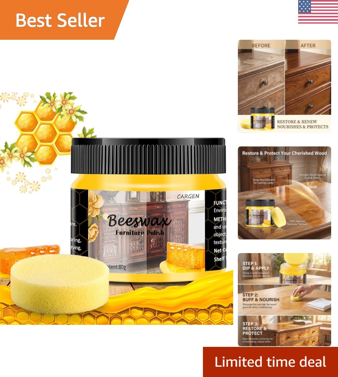 Natural Beeswax Wood Conditioner – Polish, Restore, and Revive Your Furniture