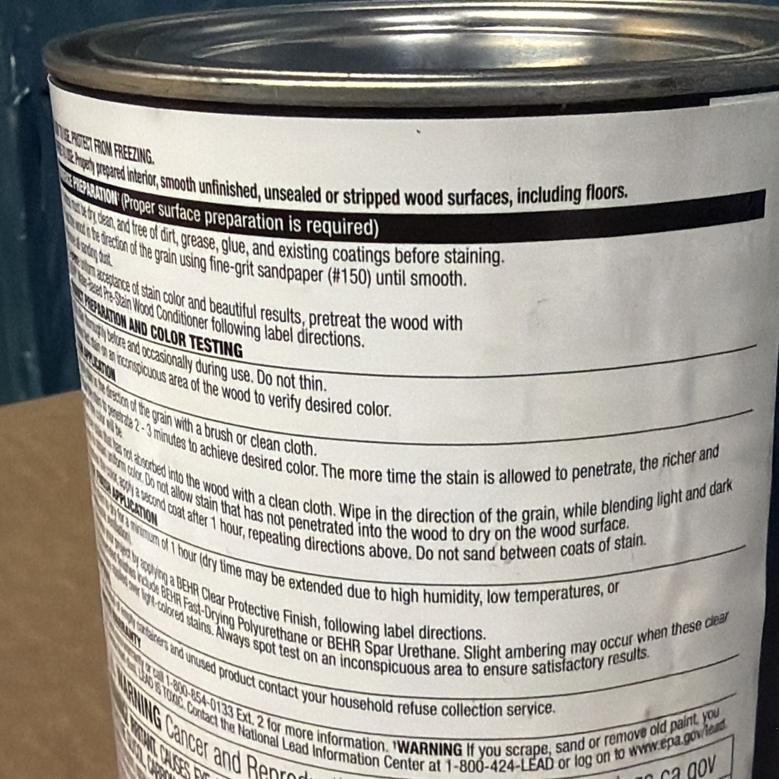 One Quart Behr Premium Fast Drying Water-based Wood Stain Weathered Gray B4536