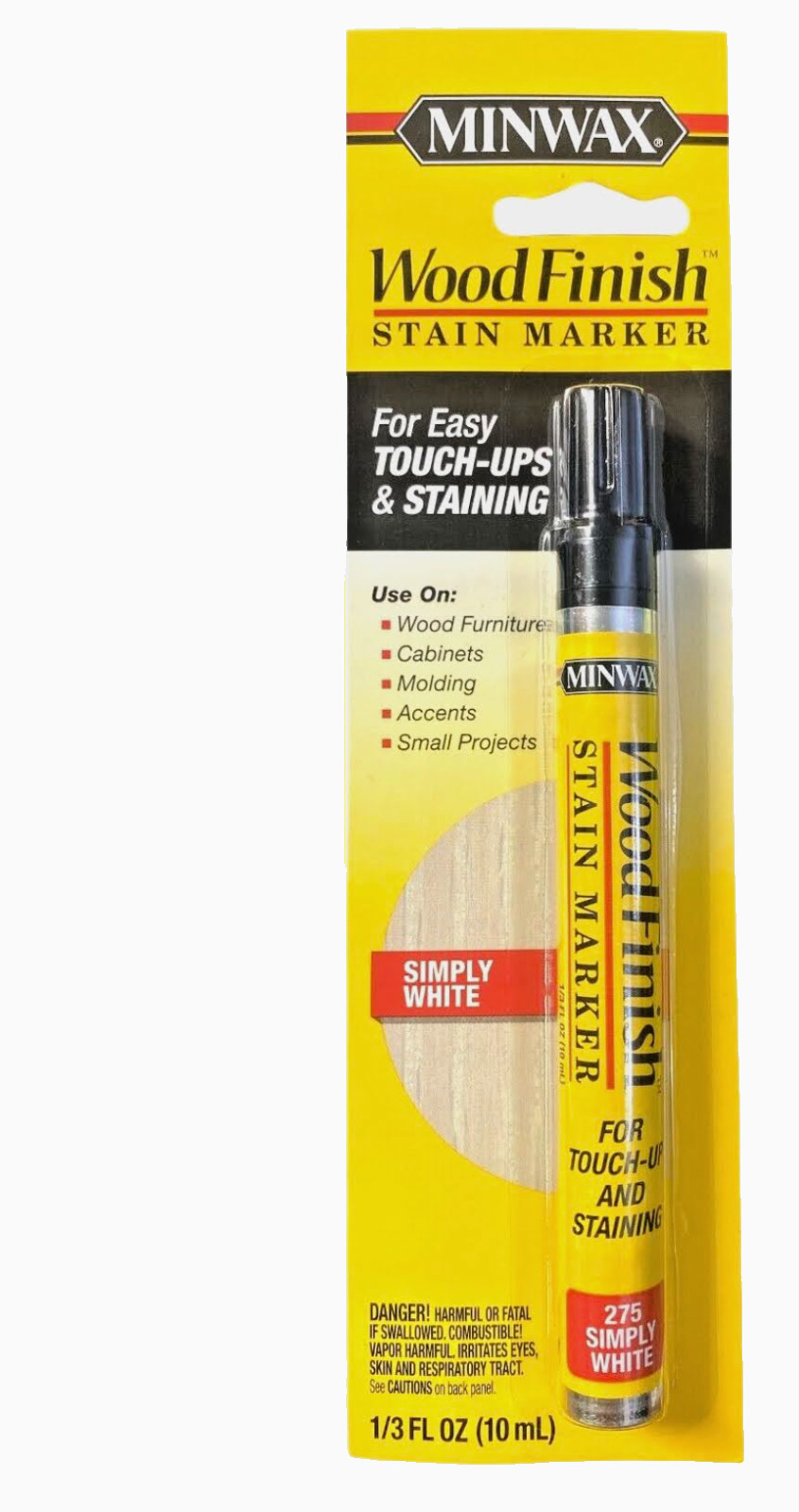Minwax Wood Finish Stain Marker, Simply White 275, 1/3 Fl oz