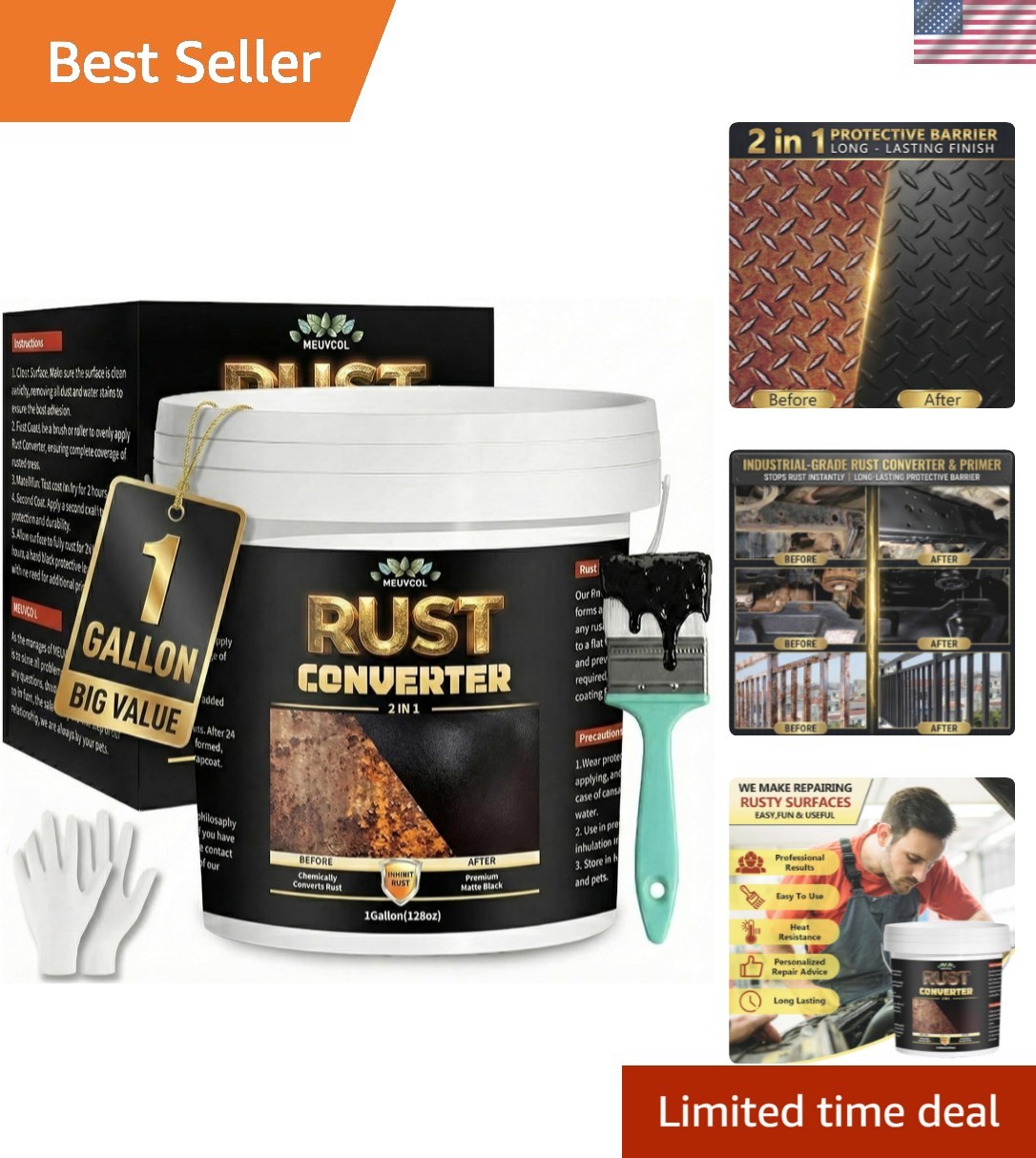 Versatile 2-in-1 Rust Inhibitor and Metal Primer – 1 Gallon for All Surfaces