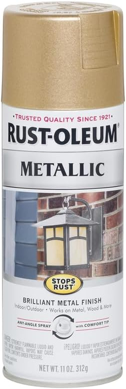 286524 Stops Rust Metallic Spray Paint, 11 Oz, Warm Gold