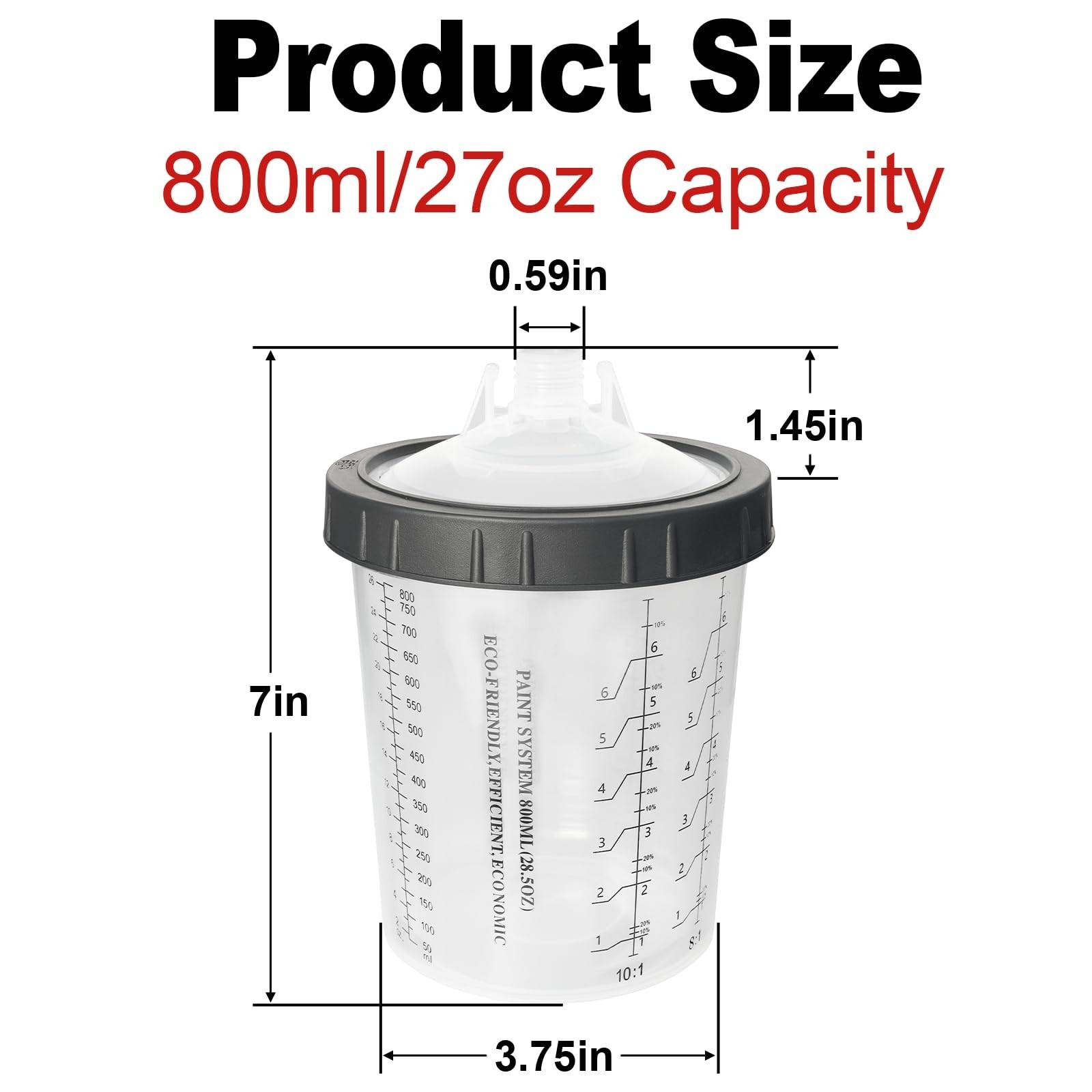 PPS Paint Spray Gun Disposable Cups System, 800ml (28oz) Automotive Paint Mix…