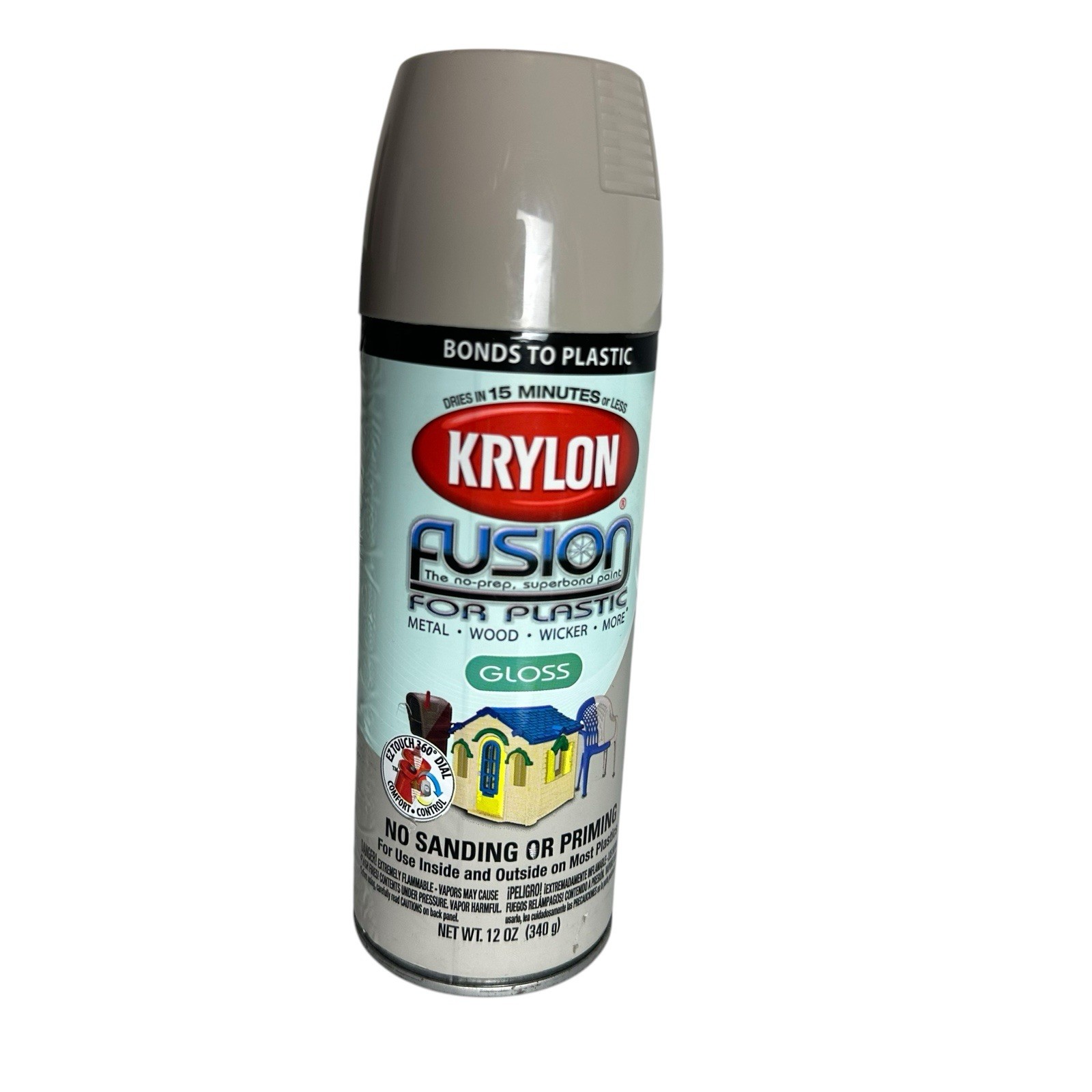 Krylon 2323 Fusion For Plastic Spray Can Paint Gloss River Rock Color 12 Oz