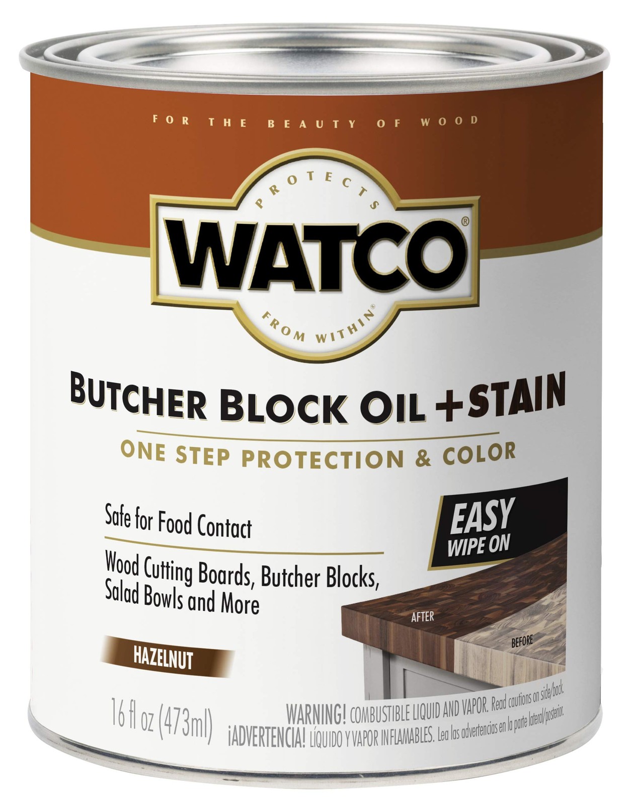 359024 Butcher Block Oil + Stain, 16 oz, Hazelnut