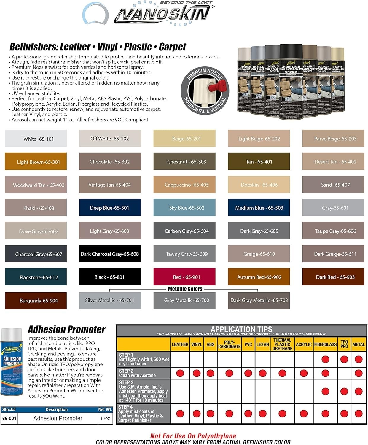S.M. Arnold Refinishing Spray Paint – DOESKIN 11 Oz. – For Leather, Carpet, V…