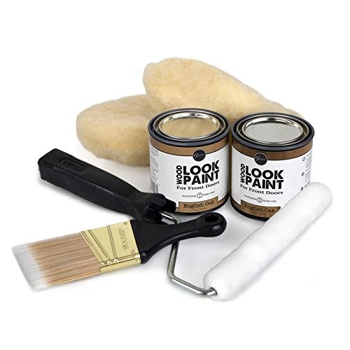 Wood Look Paint Kit for Front & Interior Doors – English Oak Finish, Easy Apply