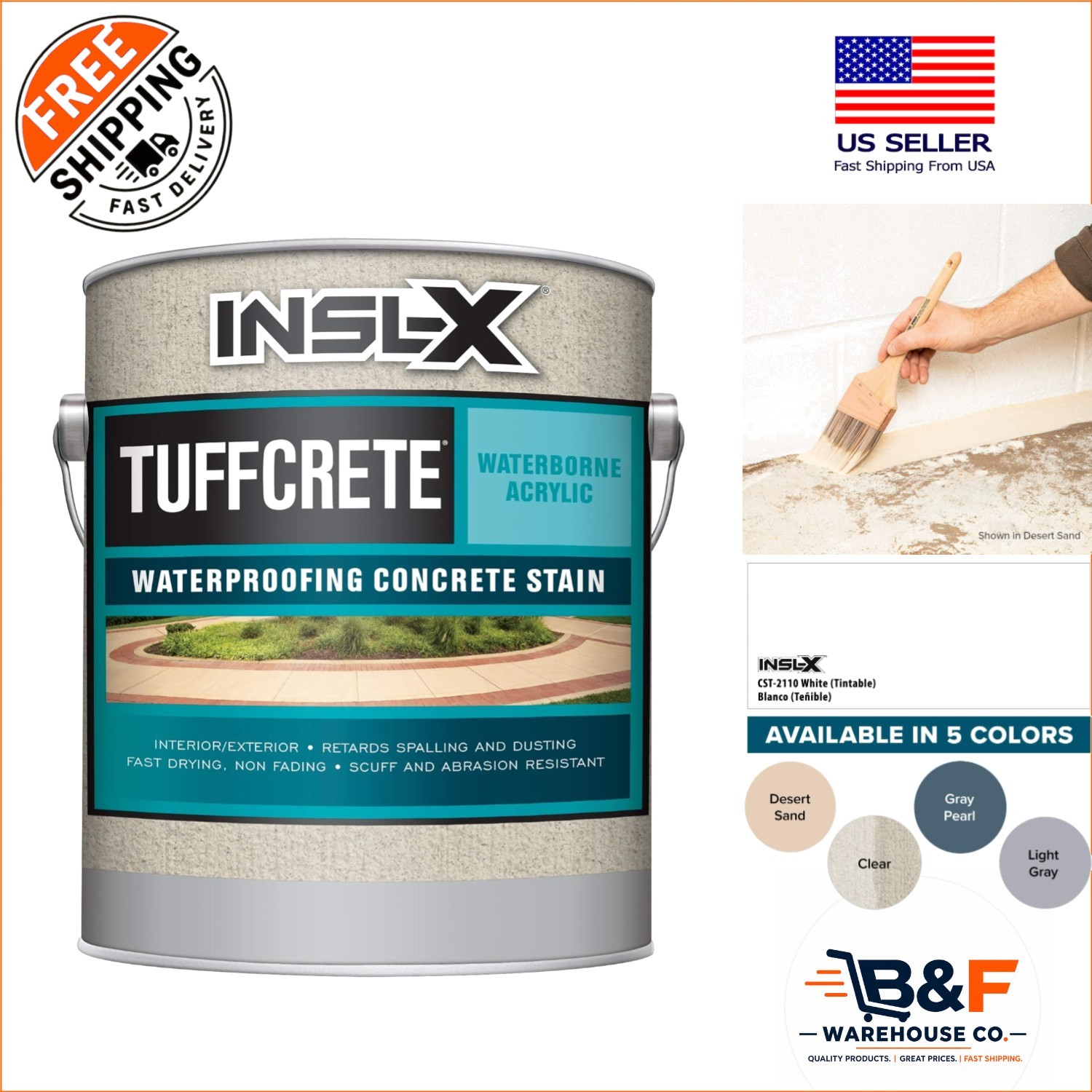 TuffCrete White Waterborne Acrylic Concrete Stain – 1 Gallon for Durable Finish