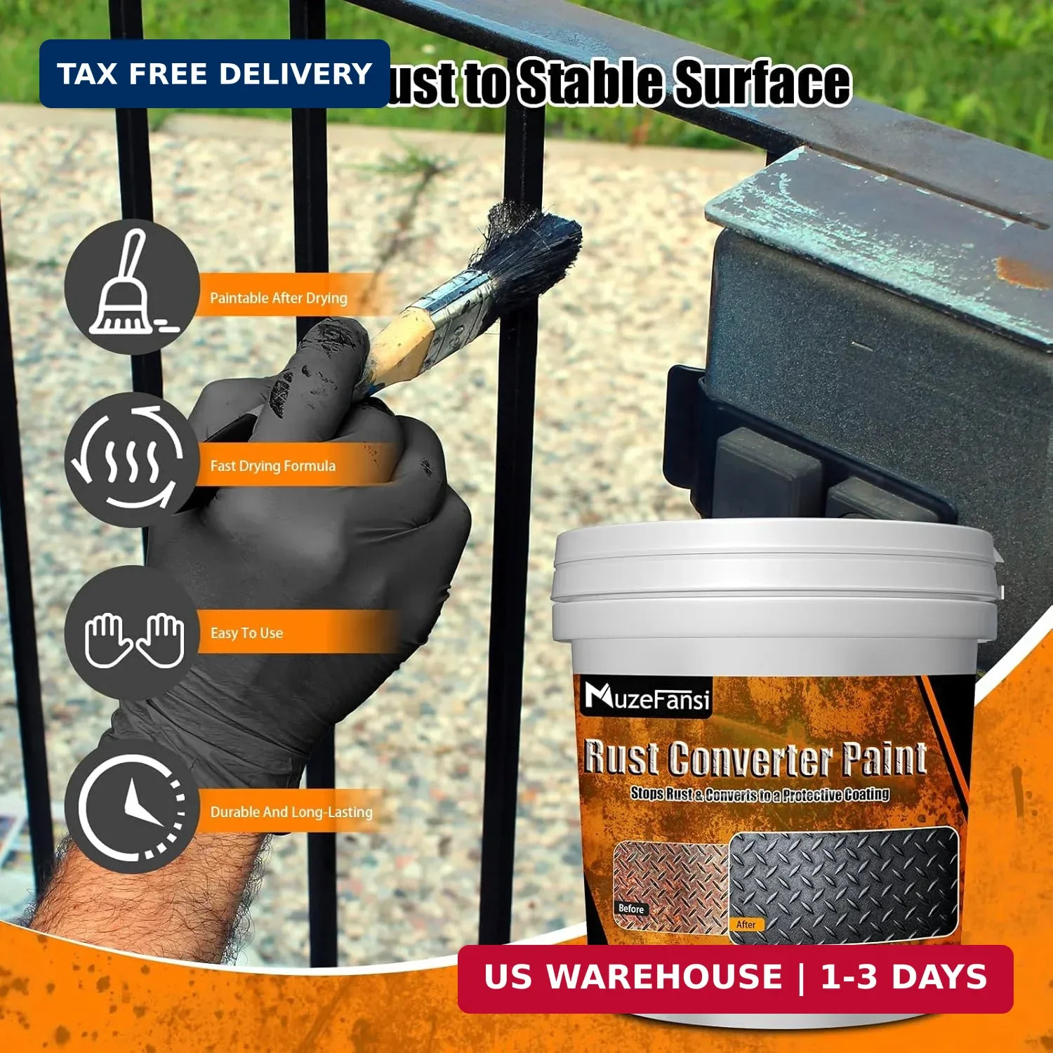 Metal Paint, Rust Converter and Metal Primer 34.8 Oz – Anti-Rust Coating Rust Pa