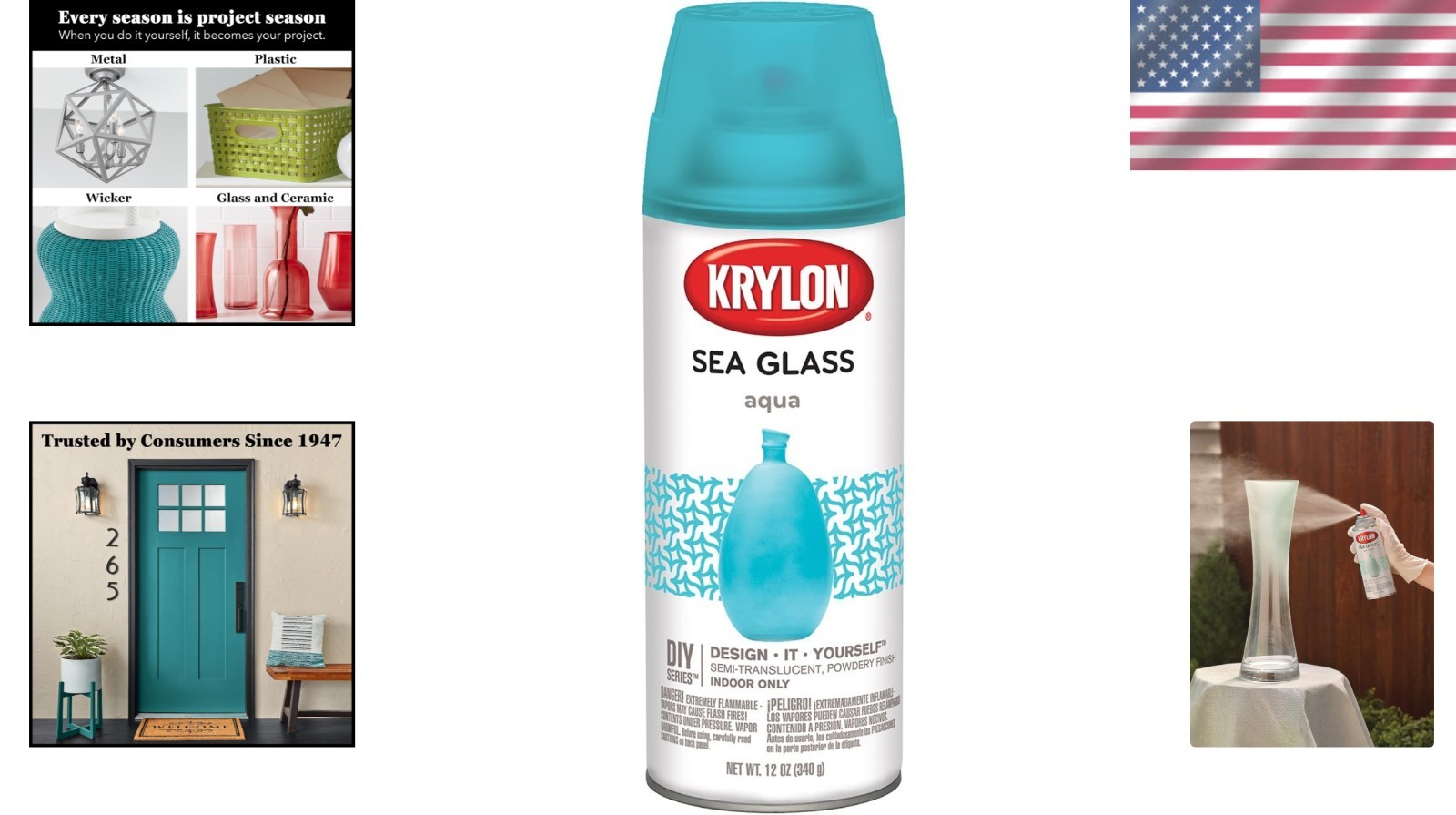 Transform Your Decor: 12 Oz Aqua Sea Glass Spray Paint with Strong Adhesion