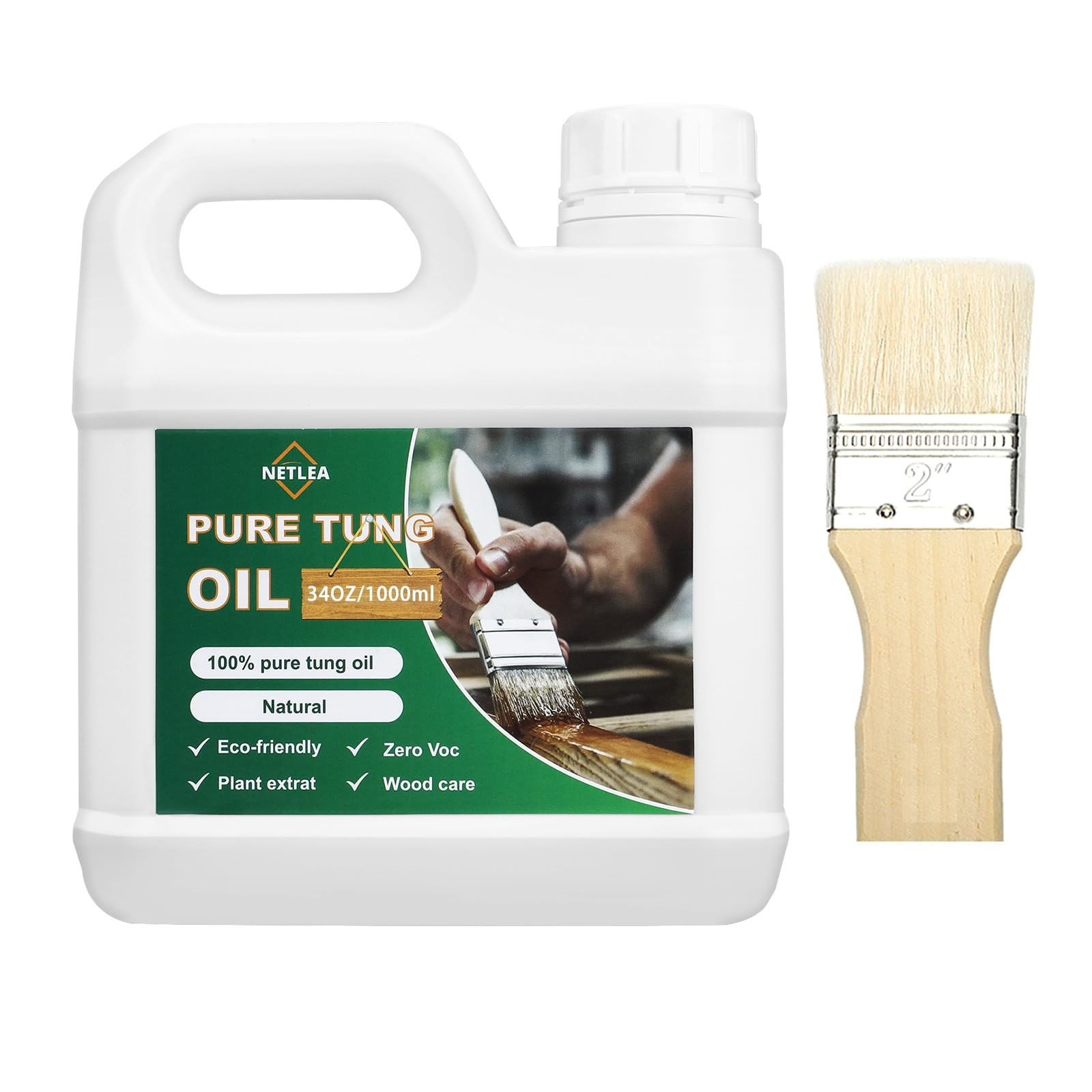 NetLea 34oz 100% Pure Tung Oil for Wood Finish,Pure Natural 34OZ, tung oil