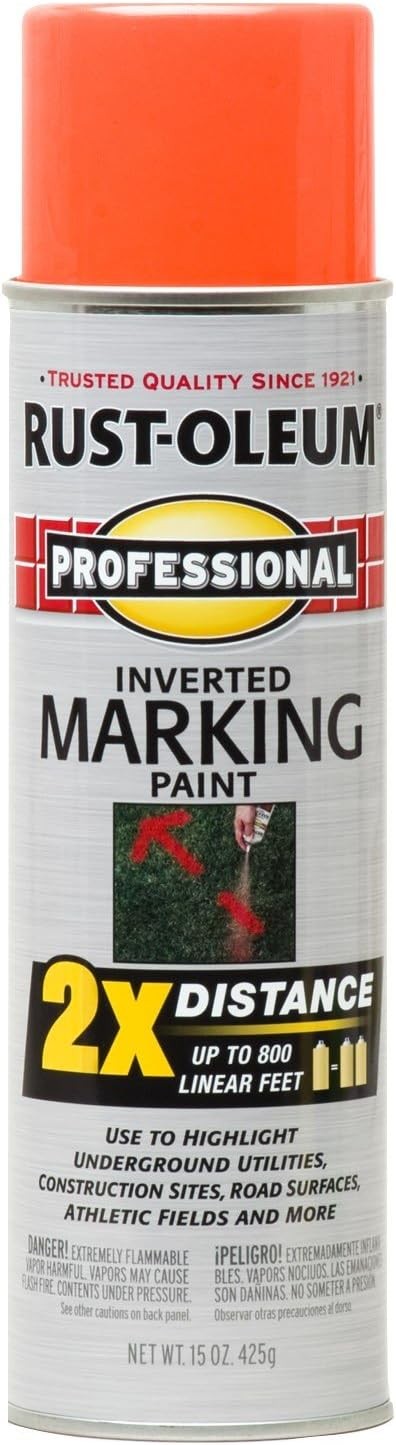 Professional 2X Distance Inverted Marking Spray Paint, 15 oz, White, 6 Pack