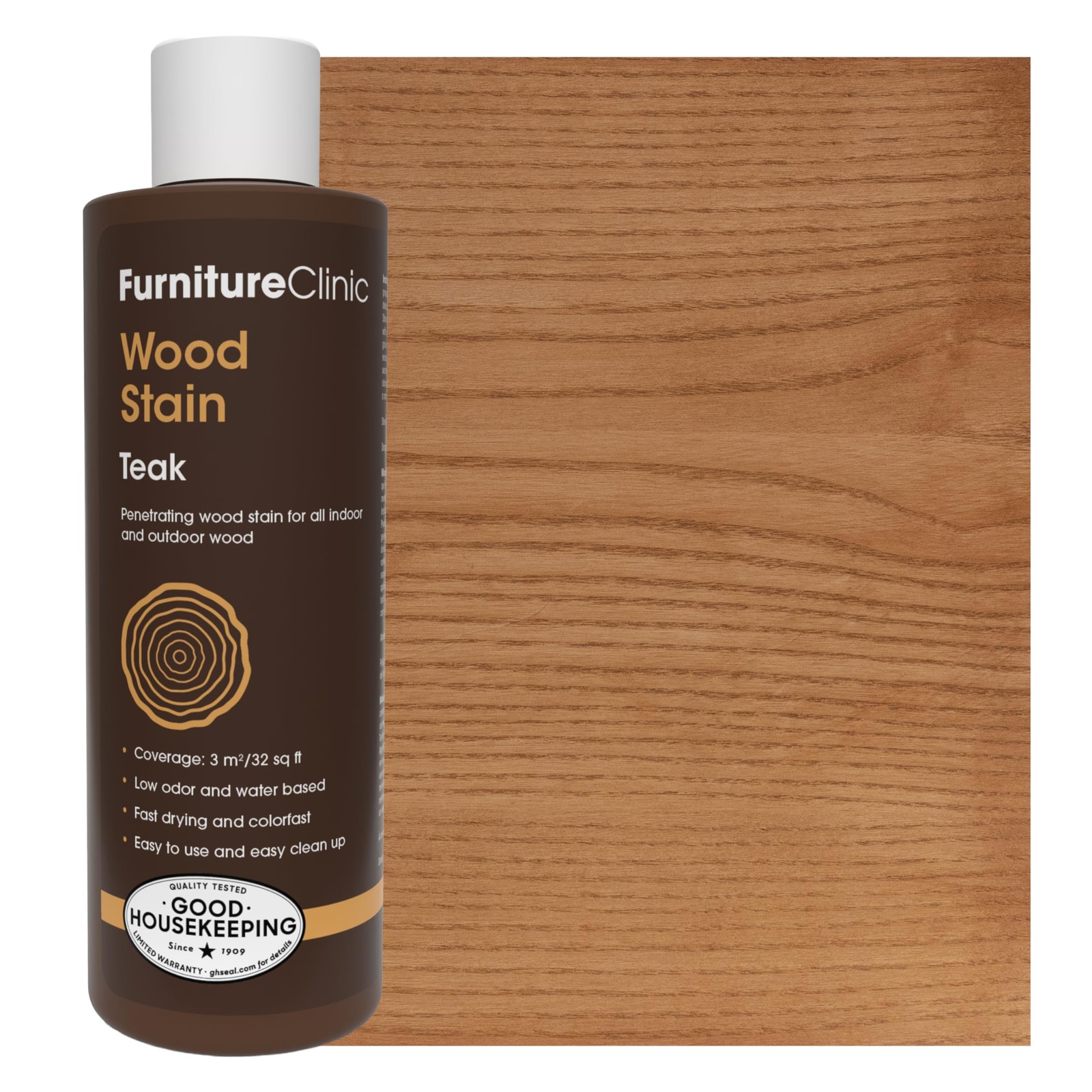 Wood Stain | Teak | Water Based | Fast Drying, Low Odor, & Non-Toxic | for Indoo