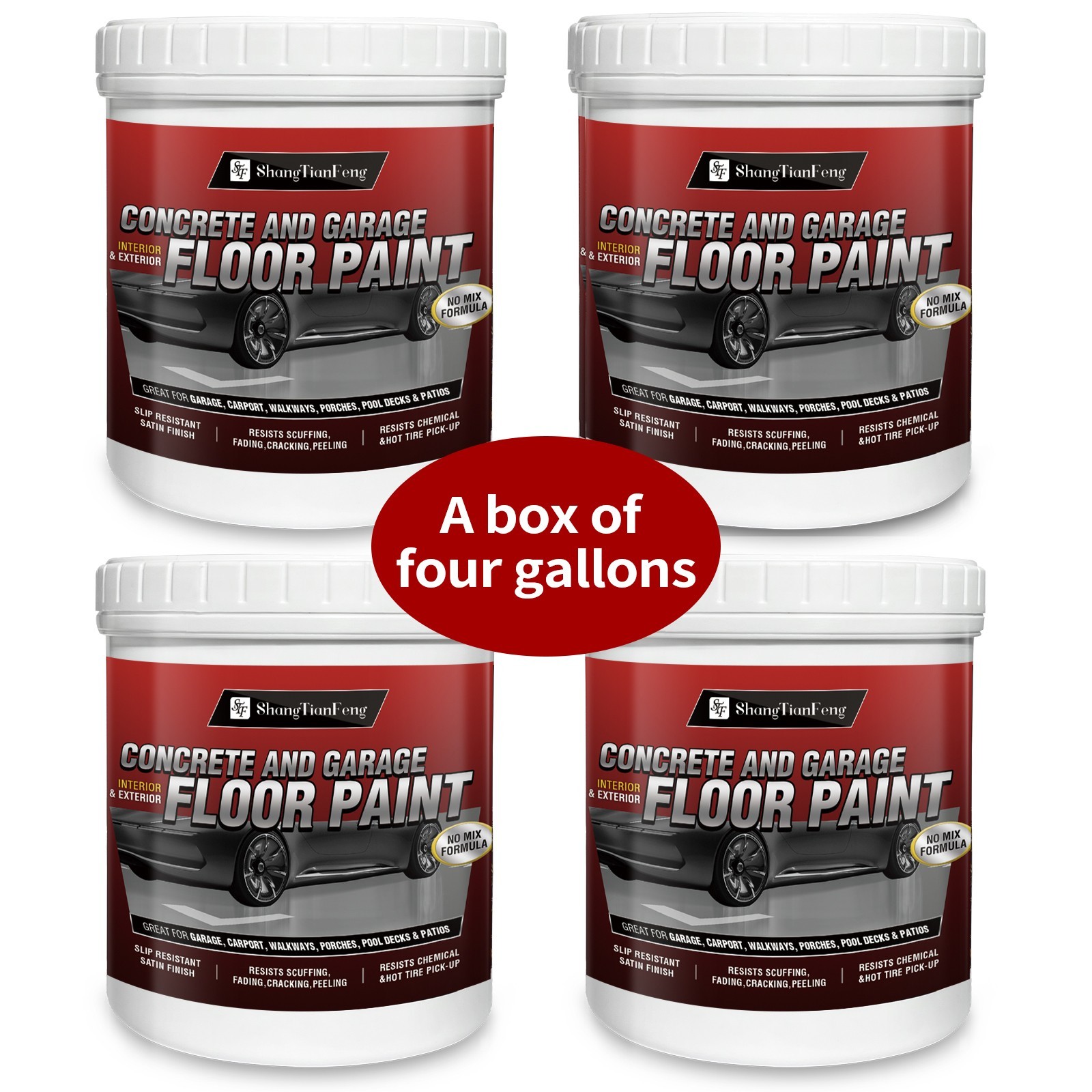 4 Gal Professional Epoxy Floor Paint, Acrylic Concrete Coating for Garage Indoor