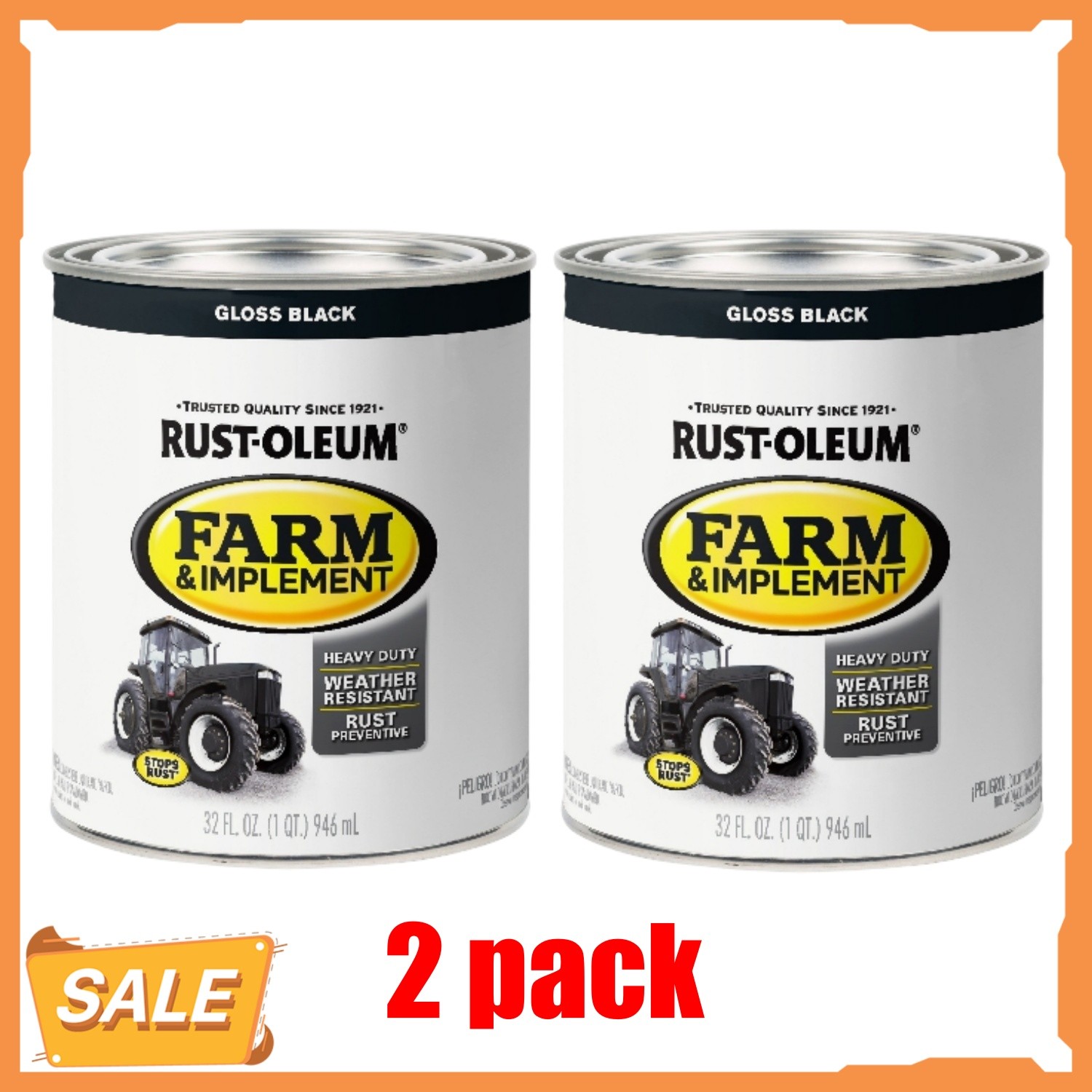 Rust Oleum Specialty Farm Implement Low Gloss Black Paint Quart Pack Of 2